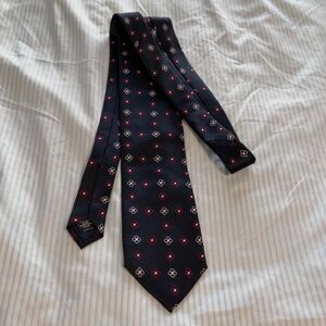 Alexandre London Savile Row Men's Navy Blue Floral Pattern Necktie made in Italy